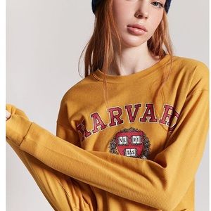 Forever21 Harvard waffle knit thermal Crop top